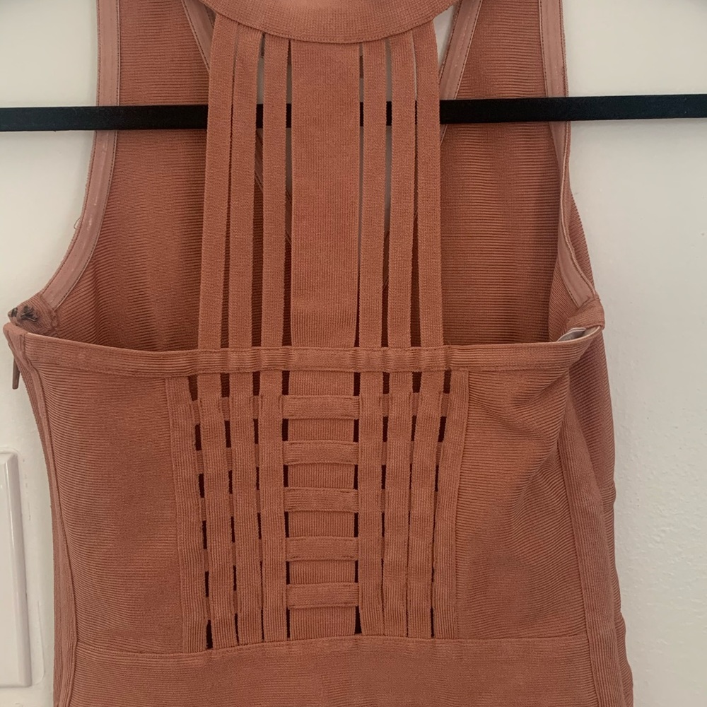 Peach pink body-con mini dress<3